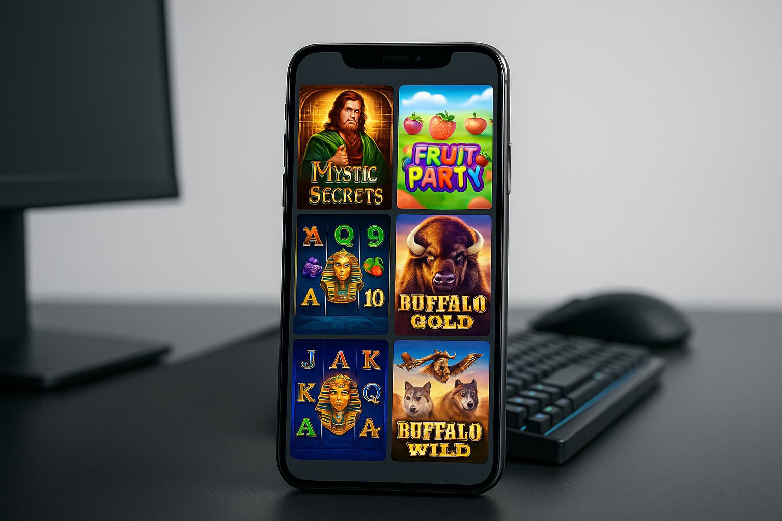 Mobile slot games on smartphone screen
